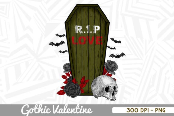 Coffin Skull Roses Gothic Valentine Graphics