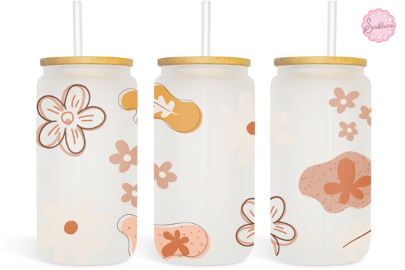 Cute Flowers Boho 16oz Libbey Glass Graphics
