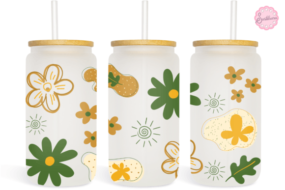 Cute Flowers Organic 16oz Libbey Glass: Graphics & Print Templates
