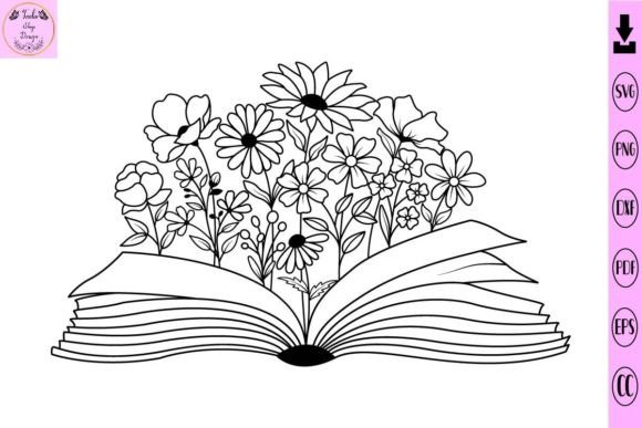 Floral Book Svg: Graphics for Print Templates