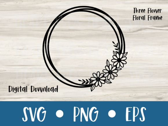 Floral Frame Three Flowers: Graphics for Print Templates