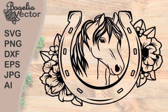 Floral Horseshoe Graphics for Crafts Projects