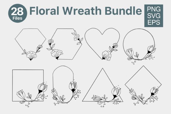 Floral Wreath Frame Bundle Flowers