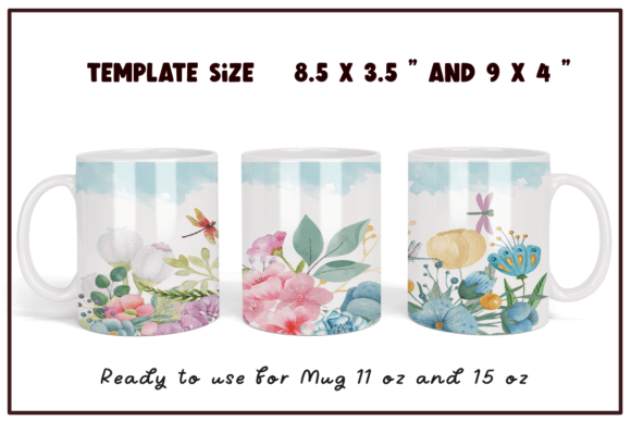 Flowers Coffee Mug Sublimation Wrap