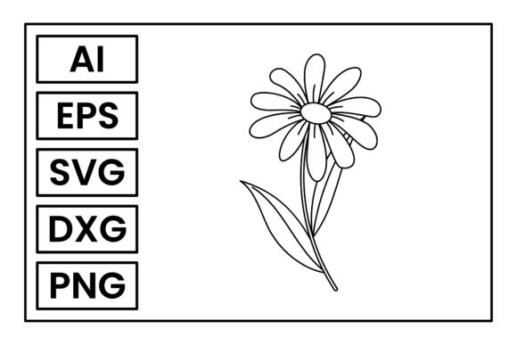 Flowers Coloring Page Graphic Vector