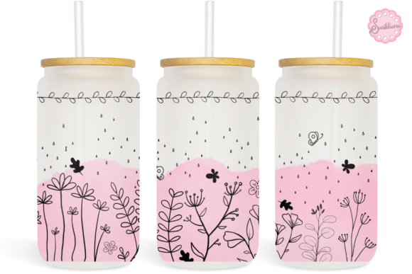 Flowers Line Art Watercolor Pink Libbey: Graphics and Print Templates