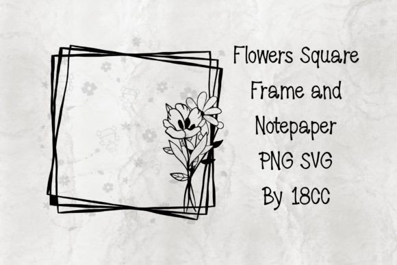 Flowers Triple Square Frame PNG SVG for Crafts and Graphics