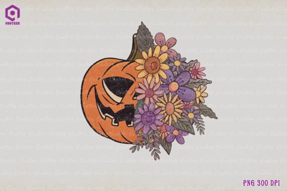 Halloween Pumpkin Flowers Sublimation Graphics and Crafts