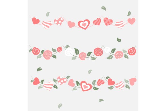 Heart and Roses Bunting Sticker for Crafts & Graphics
