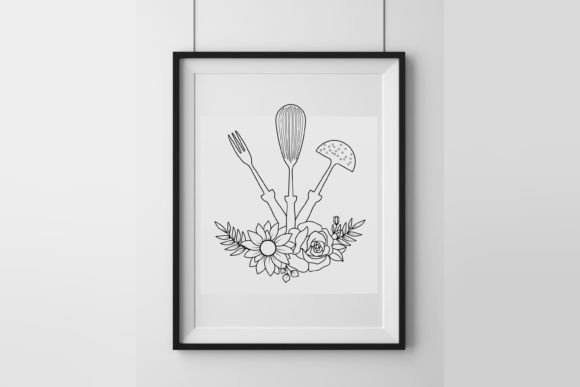 Kitchen Utensils with Flowers SVG: Graphics for Crafts Projects