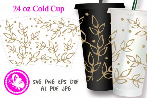 Leaves Garden Flowers 24OZ Cold Cup Wrap
