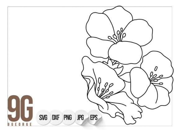 Line Detail Flowers: Graphics for Print Templates