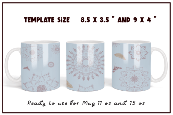 Mandala Flowers Coffee Mug Wrap: Graphics for Crafts