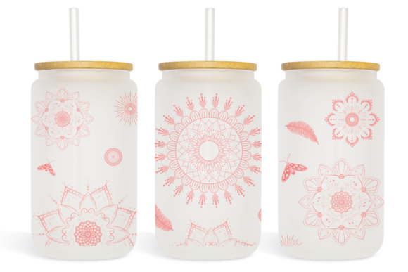 Mandala Flowers Libbey Glass Can Wrap: Graphics & Print Templates