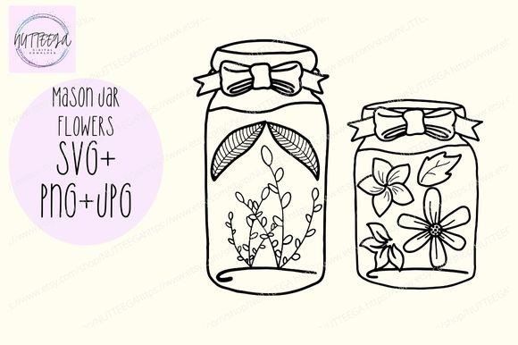Mason Jar Flowers Svg File for Cricut