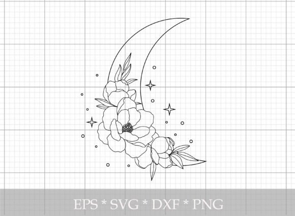 Mystical Moon and Flowers SVG for Crafts