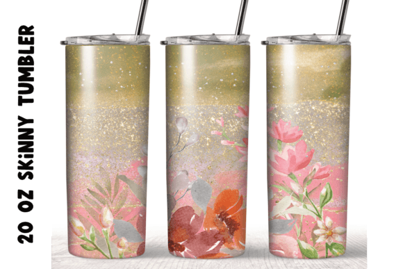 Pink Flowers 20oz Skinny Tumbler Wrap