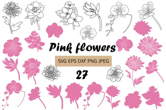 Pink Flowers Svg Bundles 27 Svg Cut File