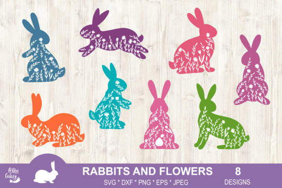 Rabbits and Flowers. Floral Easter Bunny