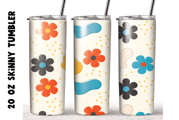 Retro Flowers Boho 20oz Skinny Tumbler Graphics