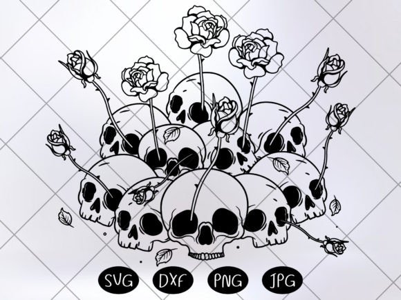 Skulls Roses Flowers Graphics for Crafts