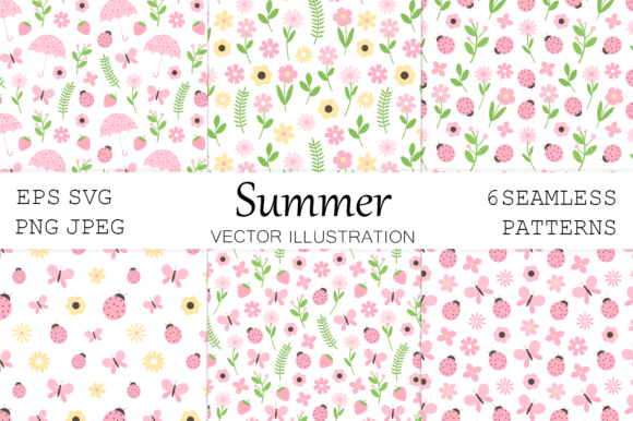 Summer Flowers Pattern. Insect Pattern.