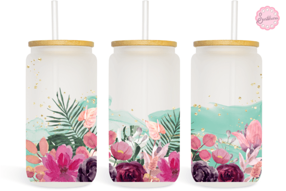 Tropical Leaves and Flowers Watercolor Graphics