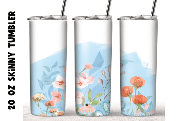 Watercolor Flowers 20 Oz Tumbler Wrap: Graphics for Crafts and Small Business Branding