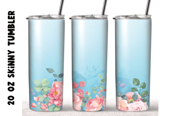 Watercolor Flowers 20oz Skinny Tumbler