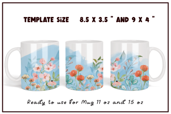 Watercolor Flowers Coffee Mug Full Wrap